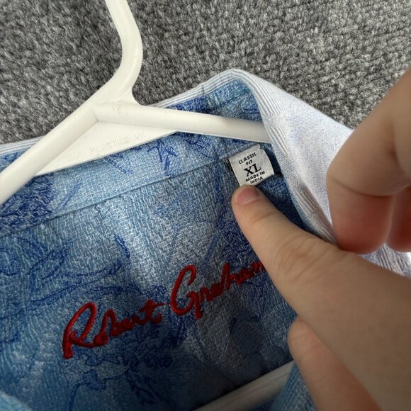 Robert Graham Long Sleeve Button Up Shirt Men Cotton Blue Floral XL Classic Fit - Picture 9 of 15